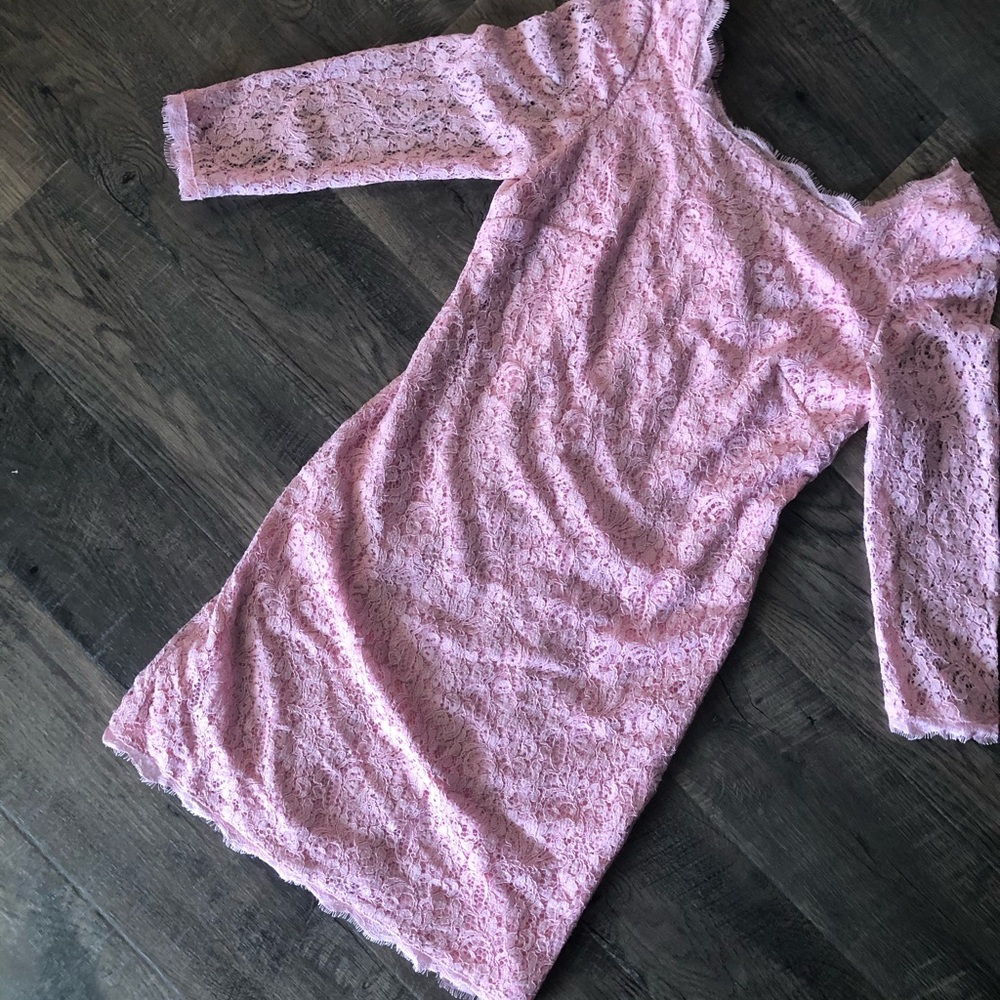 Adrianna Papell pink lace dress size 12